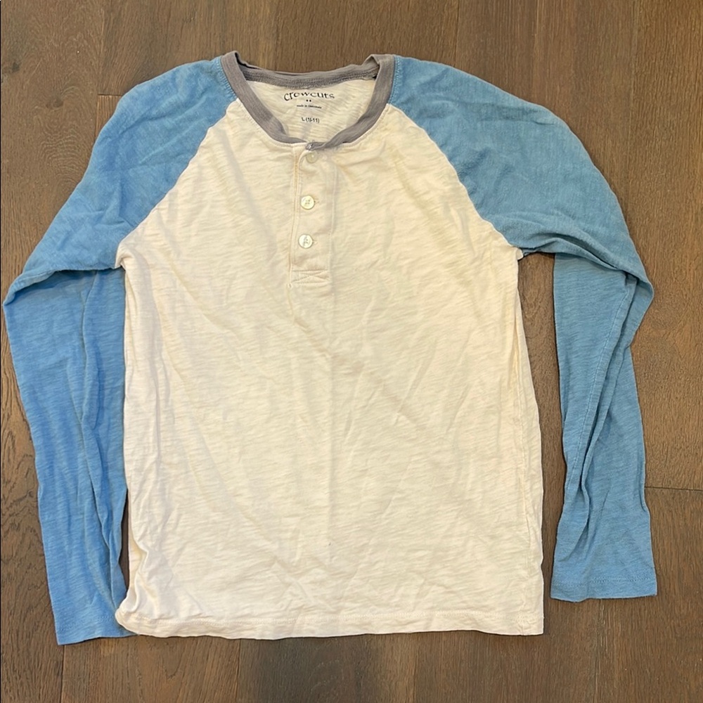 Crewcuts Blue and Cream Long Sleeve Henley